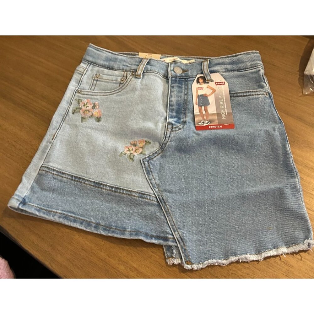 NWT The Levi's® Mash Up High Rise Skirt with Flower Embroidery - Girls, 6 Reg